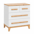 Cassettiera Malia in Bianco/Artisan 80x88 cm con 4 Cassetti