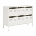 Cassettiera Moderna in Acciaio, Bianca, 6 Cassetti, 101,5x39x73,5 cm per Soggiorno e Camera da Letto