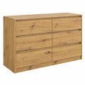 Cassettiera Moderna con 6 Cassetti in Rovere per Soggiorno e Camera da Letto, 120x40x73,5 cm