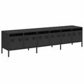 Mobile TV in acciaio nero con 6 cassetti, 202x39x43,5 cm, design moderno per soggiorno