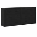 Credenza moderna in rovere nero con 6 cassetti, 160x33x70 cm, per soggiorno e sala da pranzo