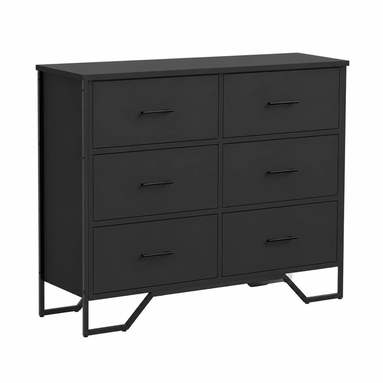 Cassettiera moderna in legno nero con 6 cassetti, 91x35,5x74,5 cm, robusta e durevole, capacità 30 kg, ideale per camera da letto e soggiorno