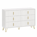 Cassettiera moderna con 6 cassetti ondulati e dettagli dorati, 120x77x40 cm, arredo di lusso per soggiorno, sala da pranzo e camera da letto