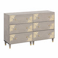 Coppia di Credenze in Mango Grigio con Cassetti e Pomelli in Ottone, 60x33x75 cm