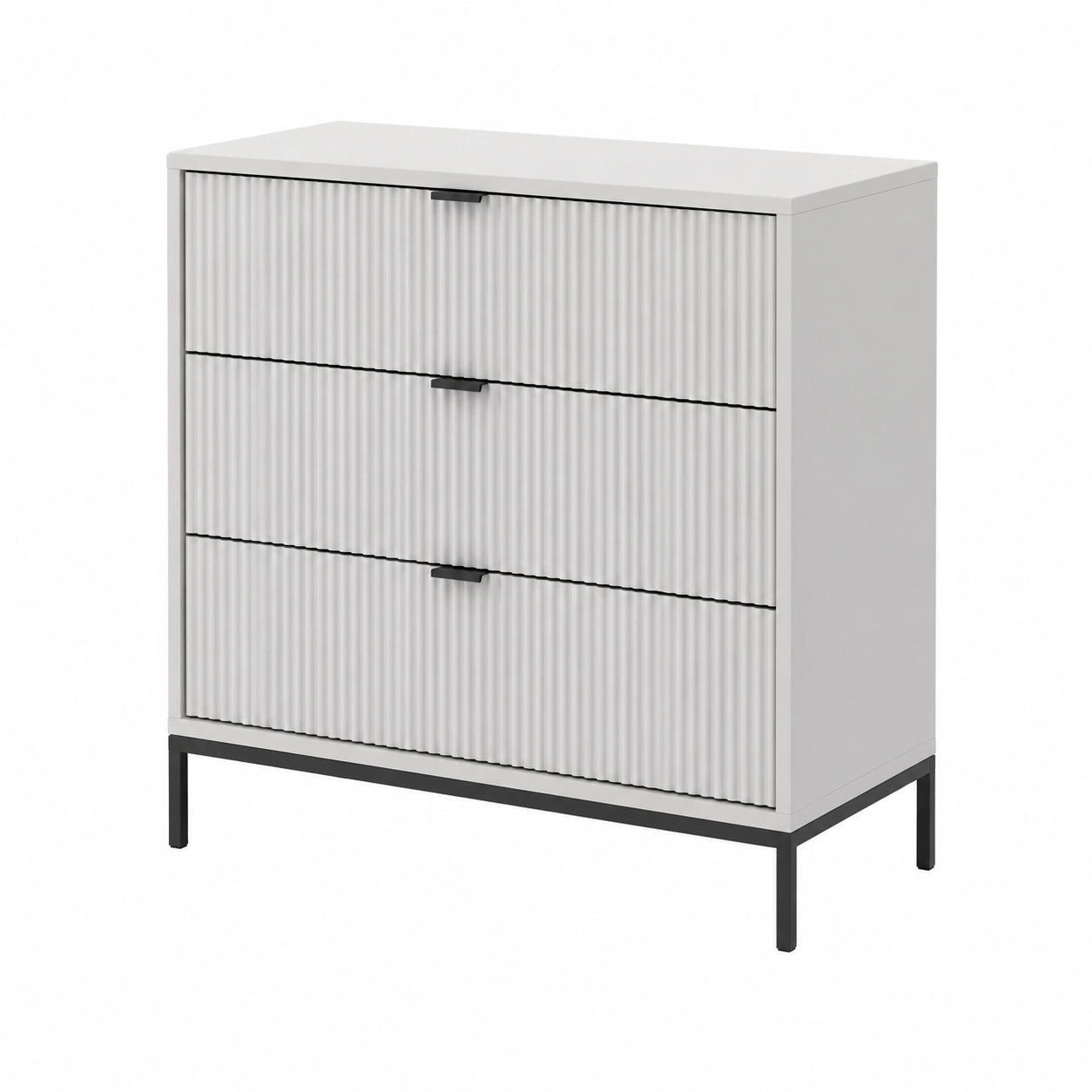 Comò Eliza Grigio con 3 Cassetti per Camera da Letto e Soggiorno - 80x81.2 cm