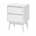 Comodino Scandinavo Bianco con 2 Cassetti in MDF per Camera e Bagno - 56,5x40x40 cm