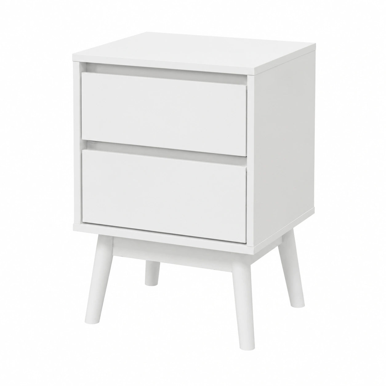 Comodino Scandinavo Bianco con 2 Cassetti in MDF per Camera e Bagno - 56,5x40x40 cm