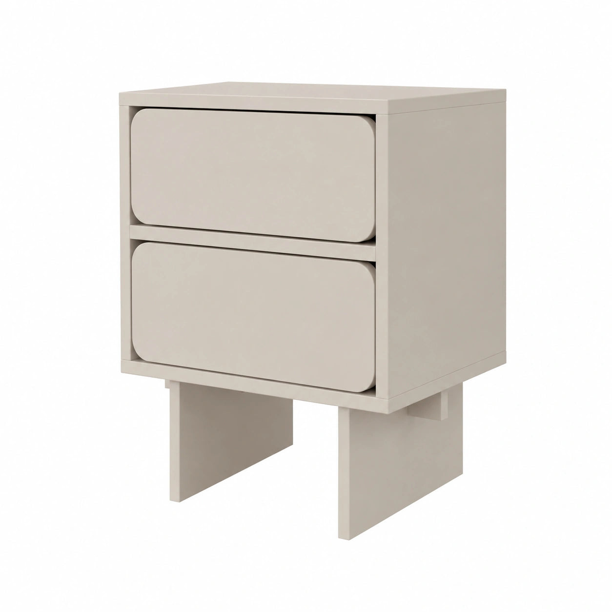 Comodino Selsey Wuwu con 2 Cassetti e Apertura Sferica, Grigio/Beige