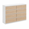 Cassettiera Moderna per Camera da Letto con 8 Cassetti, Bianco e Sonoma, 120x39x101,5 cm