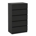 HOMCOM Cassettiera Moderna a 5 Cassetti con Sistema Anti-Ribaltamento, per Camera, Soggiorno e Corridoio, 55x34x100 cm, Nero Lucido