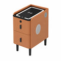Comodino moderno con ricarica wireless e luci LED, design elegante con 2 cassetti per camere tech