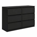 Cassettiera Moderna con 6 Cassetti per Camera da Letto, Mobiletto Alto Nero per Soggiorno, 138,5 x 39 x 78,5 cm