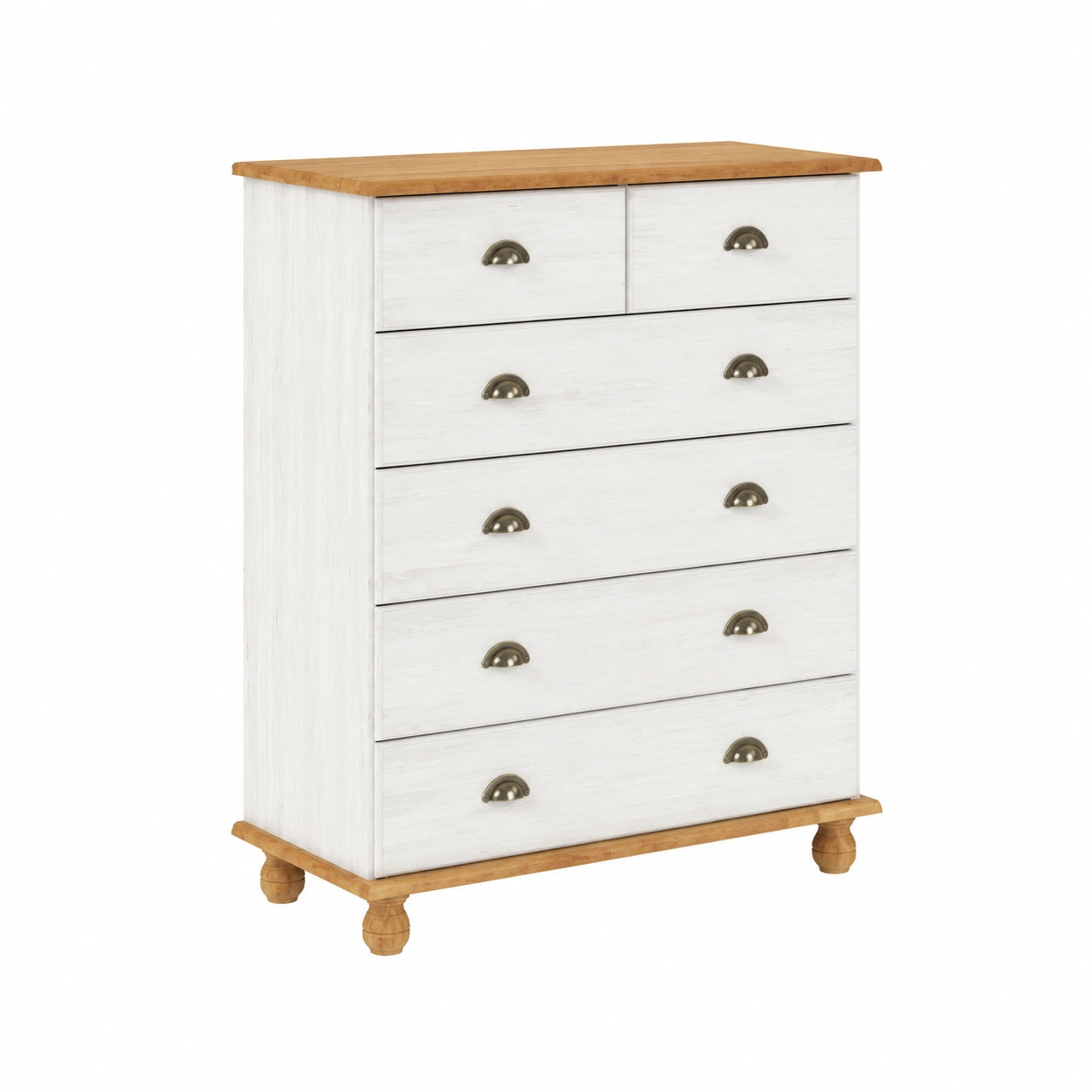 Cassettiera in Legno di Pino con 6 Cassetti, Moderna, 91x40x95,5 cm