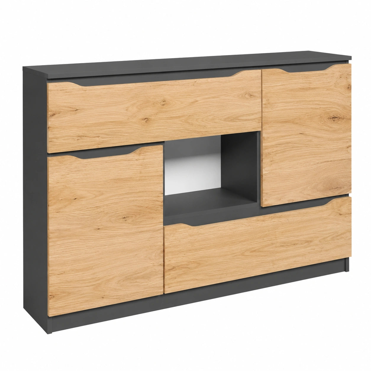 Cassettiera Moderna Ruben in Rovere Dorato, 120x84 cm, per Camera da Letto e Uso Quotidiano
