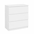 Comodino Moderno Bianco con 3 Cassetti e Guide Silenziose, Cassettiera per Camera e Soggiorno, 70x40x75 cm