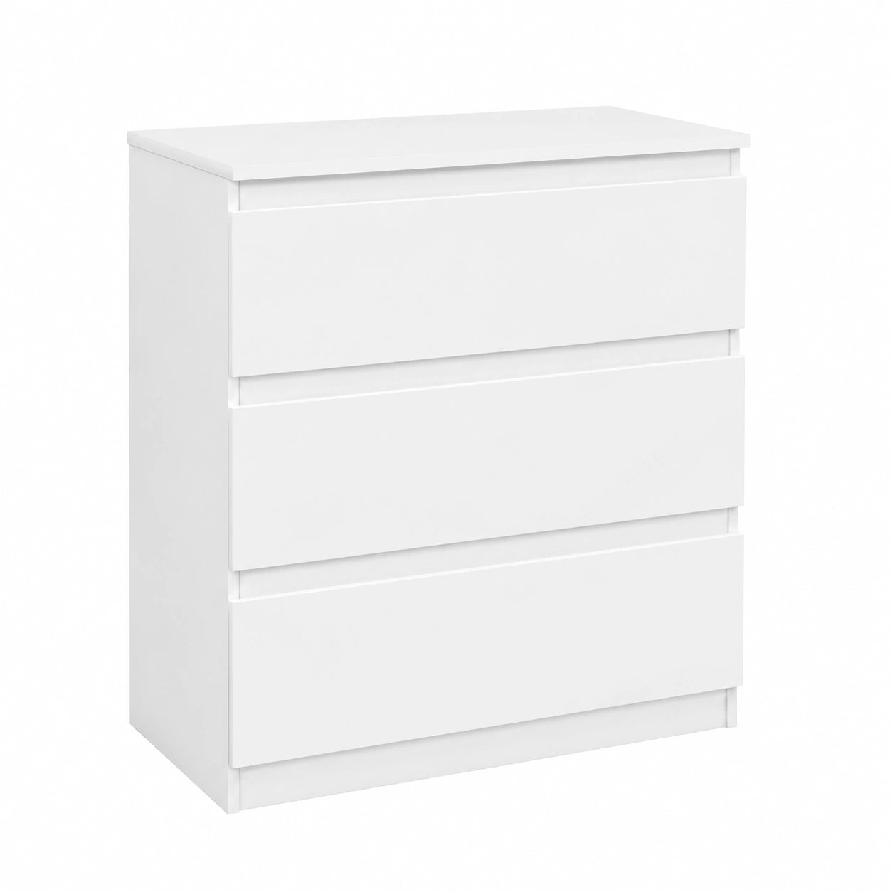 Comodino Moderno Bianco con 3 Cassetti e Guide Silenziose, Cassettiera per Camera e Soggiorno, 70x40x75 cm