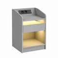 Comodino HOMCOM con Luce LED RGB, Ricarica USB e Telecomando, Grigio, 40x40x58 cm