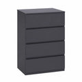 Cassettiera Moderna a 4 Cassetti con Chiusura Silenziosa, 55x34x80 cm, Grigio