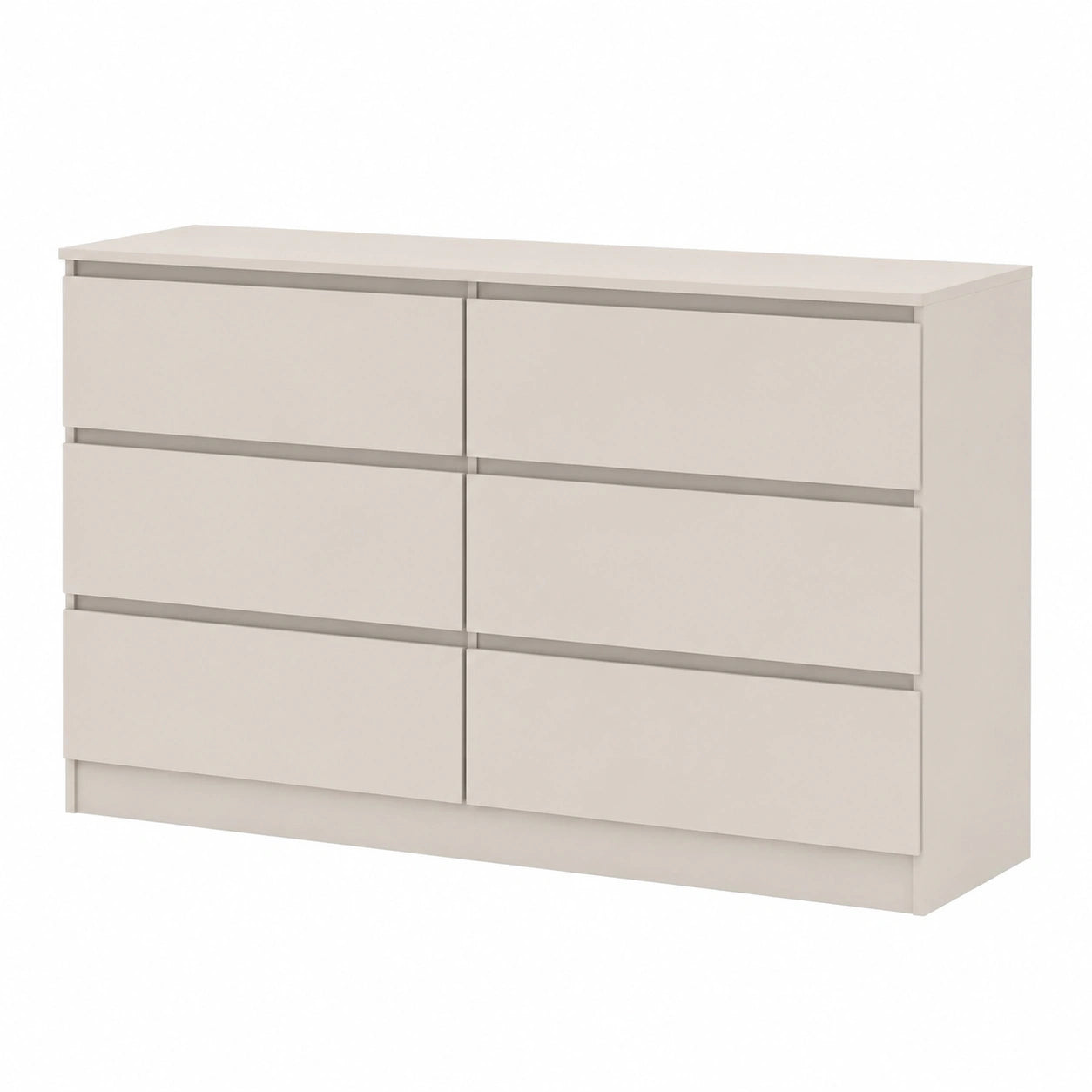 Cassettiera Moderna Homlando Maja S6, 6 Cassetti, 120x40x80,5 cm, Senza Maniglie, per Salotto, Camera da Letto o Ufficio, Colore Cashmere