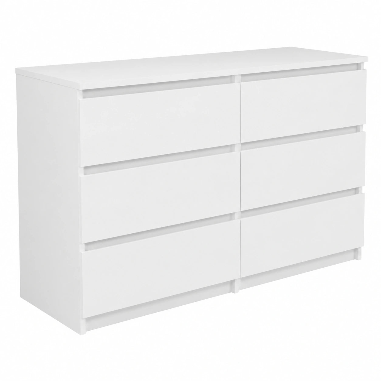 Cassettiera Moderna Bianca con 6 Cassetti Senza Maniglie per Camera o Soggiorno 40x75x138 cm