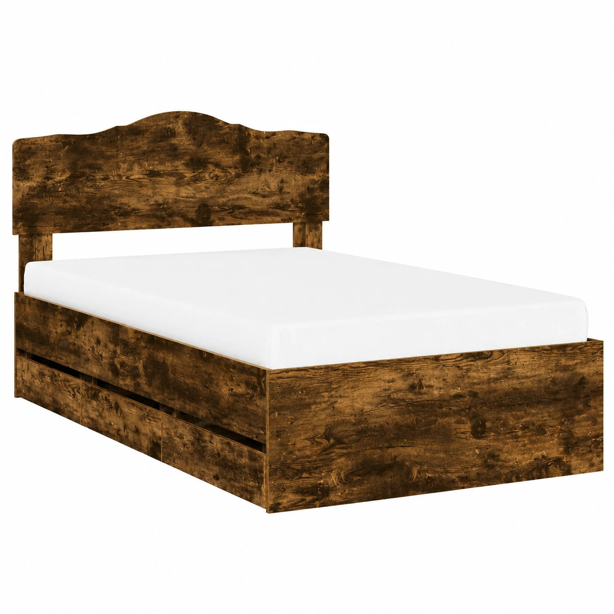Letto Moderno in Rovere con Cassetti e Testiera Integrata, 90x190 cm