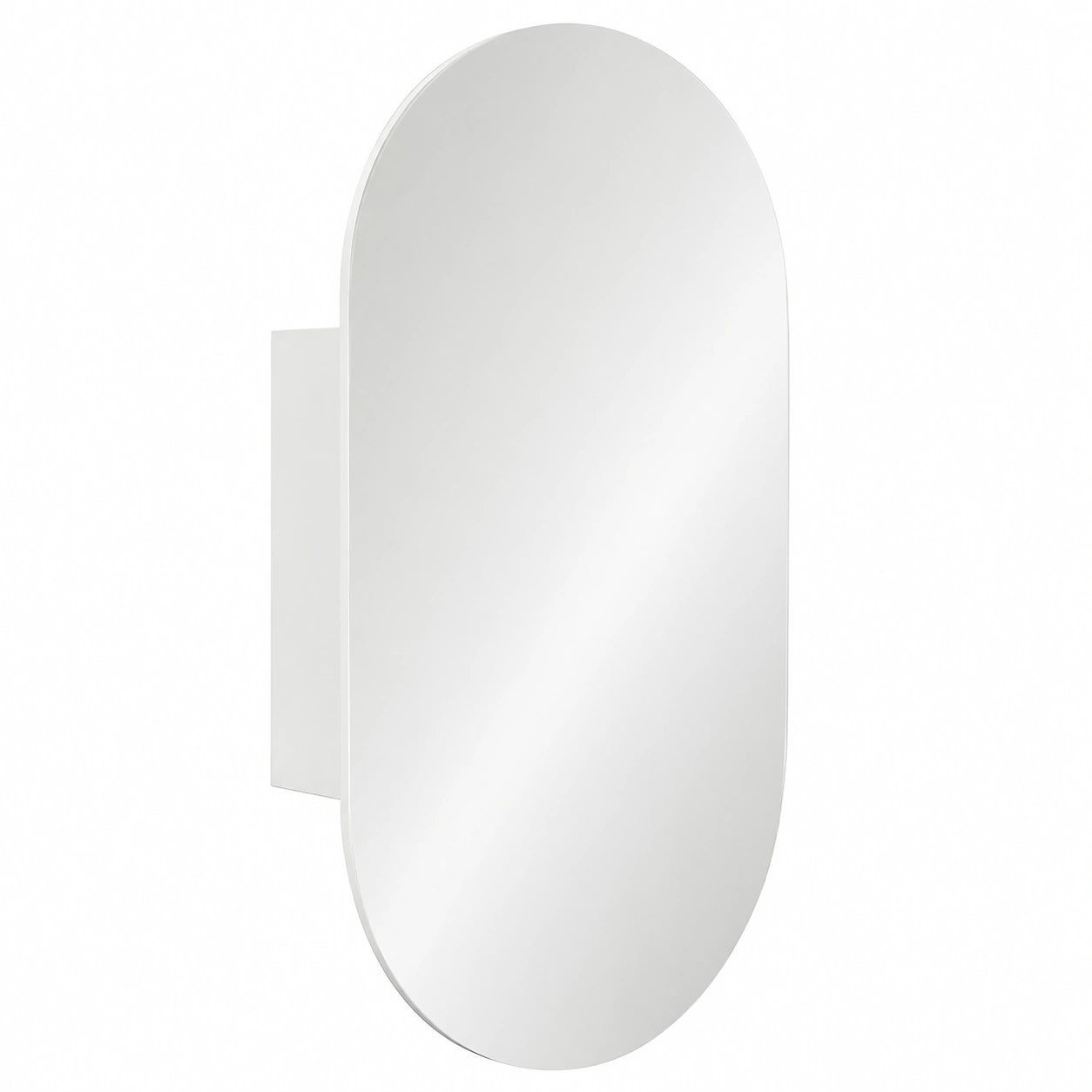 HOMCOM Armadietto Specchio da Bagno Ovale a Parete con Ripiani, 45x90 cm, Bianco