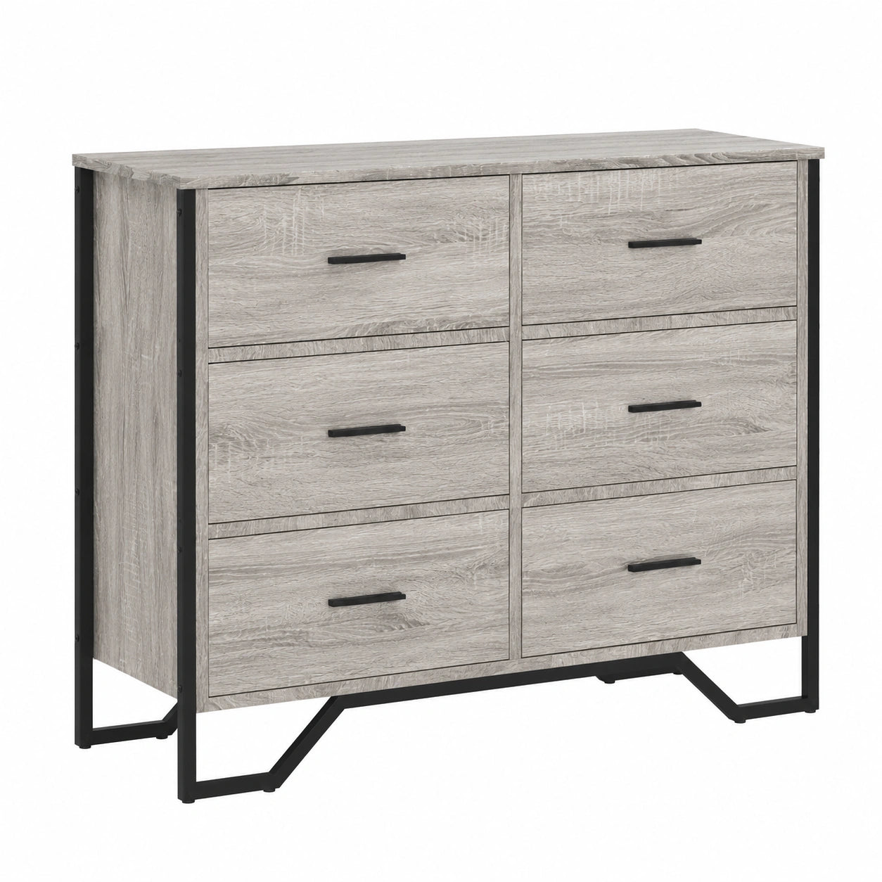 Cassettiera Moderna in Legno Grigio Sonoma con 6 Cassetti, Robusta per Casa
