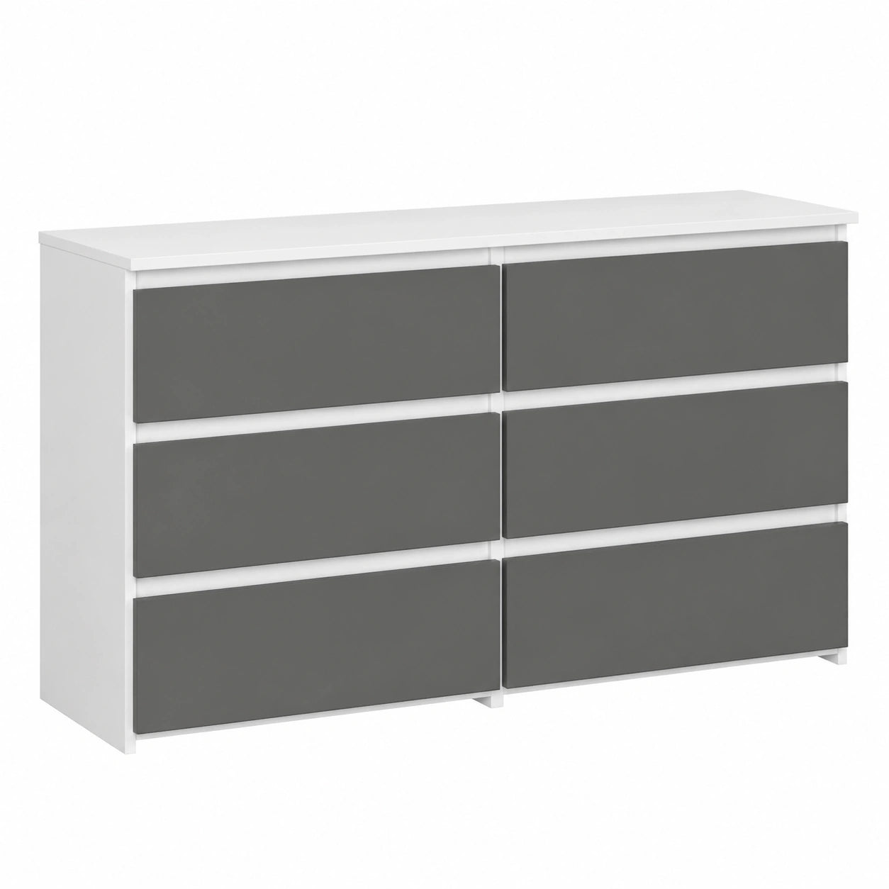 Cassettiera Moderna AKORD CL-100 6 Cassetti per Casa, Bianco e Grigio Grafite