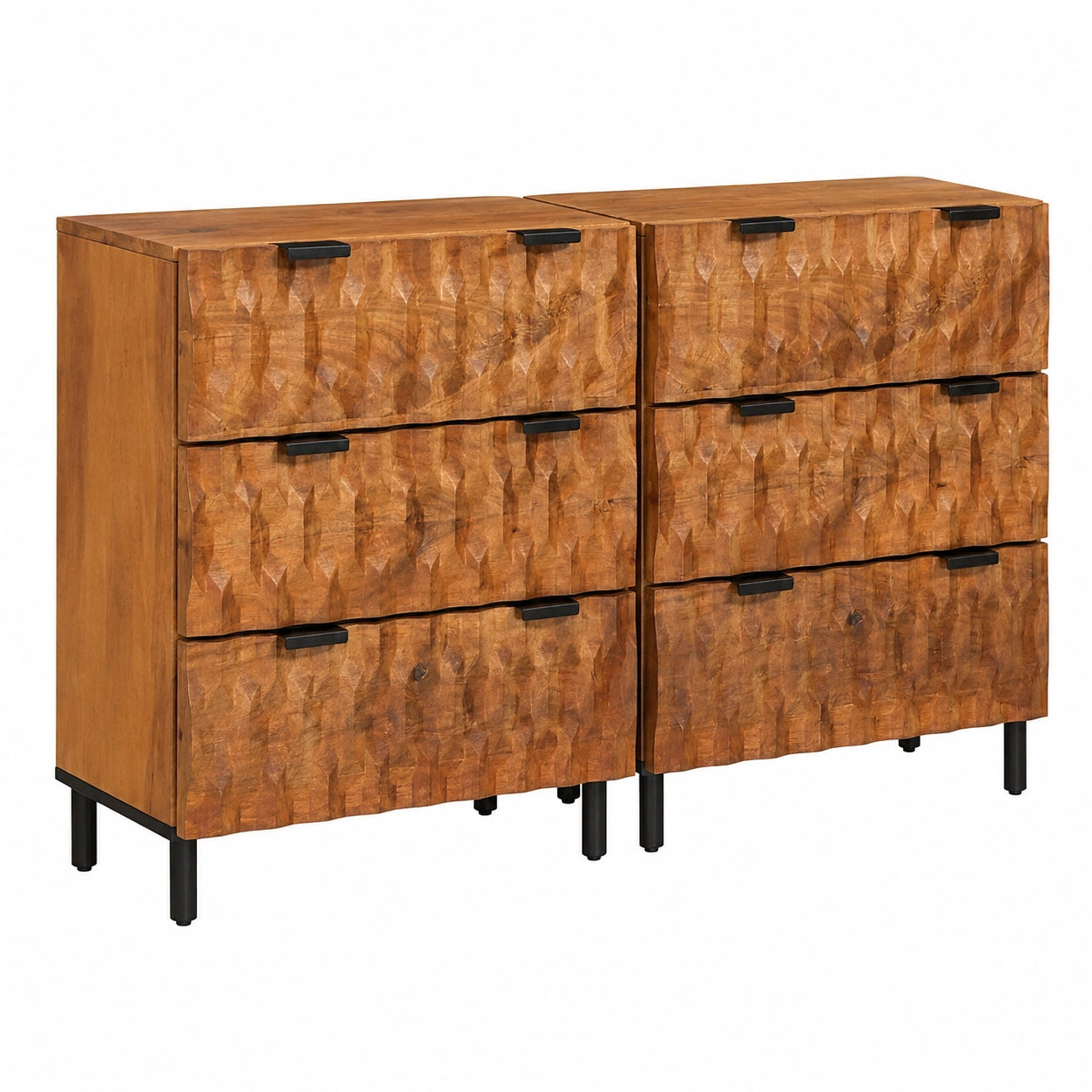 Credenza moderna in legno di mango con 6 cassetti, robusta e durevole, 60x33x75 cm, per soggiorno e camera da letto