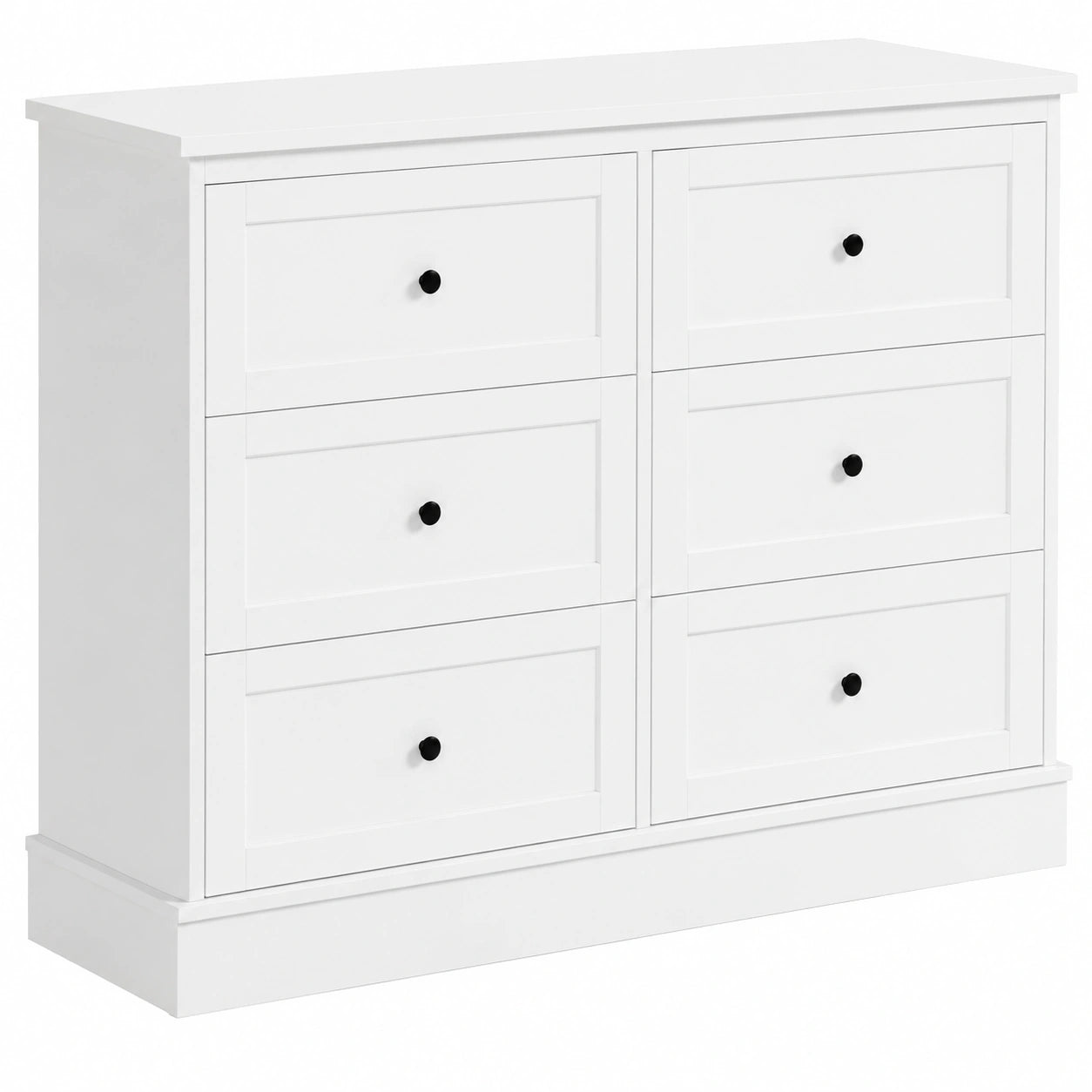 FOREHILL Cassettiera Moderna Bianca in Legno con 6 Cassetti, per Camera da Letto, Corridoio e Soggiorno, 108x40x87cm, Consegna in 2 Collo