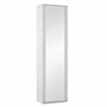 Scarpiera Moderna con Specchio Integrato, 7 Ripiani, Design Italiano, 50x32x182 cm, Bianco e Cemento