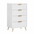 Cassettiera Moderna a 4 Cassetti con Design Ondulato, Antiribaltamento, 60x40x90 cm, Bianco