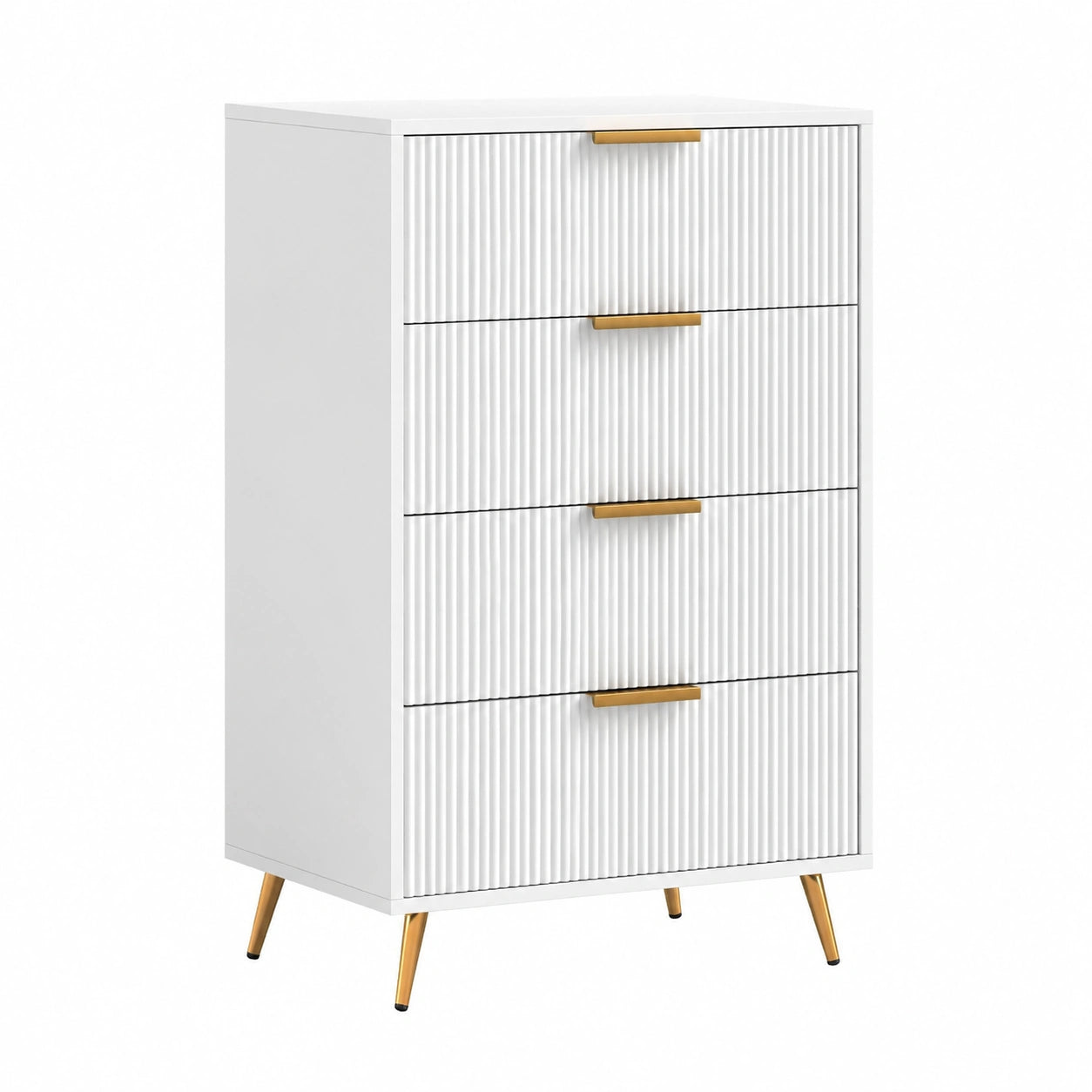 Cassettiera Moderna a 4 Cassetti con Design Ondulato, Antiribaltamento, 60x40x90 cm, Bianco