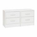 Set di 2 Comodini in Legno con Cassetti e Maniglia in Alluminio, 38x37x34 cm, Bianco