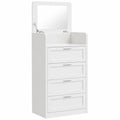 Cassettiera con Specchio per Camera da Letto, 4 Cassetti, Bianco