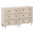 Credenza Moderna in Legno di Mango con 6 Cassetti, 120x33x75 cm, Set di 2