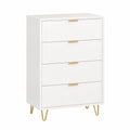 Cassettiera Moderna Bianca con 4 Cassetti per Camera da Letto e Soggiorno 90x60x34cm