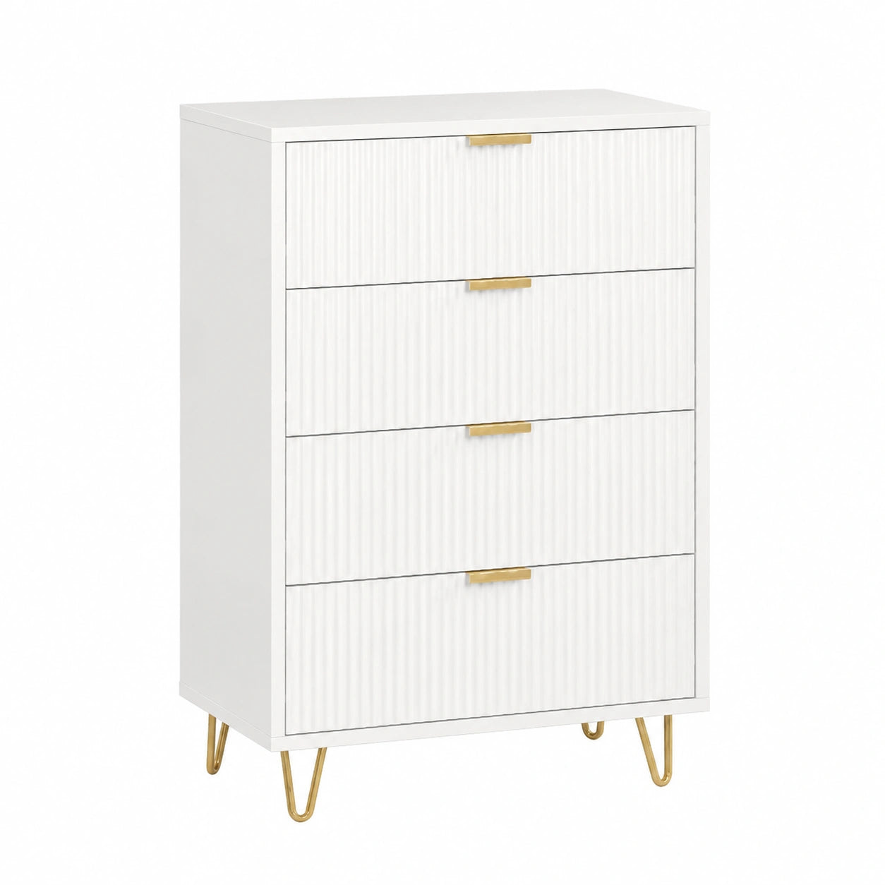 Cassettiera Moderna Bianca con 4 Cassetti per Camera da Letto e Soggiorno 90x60x34cm
